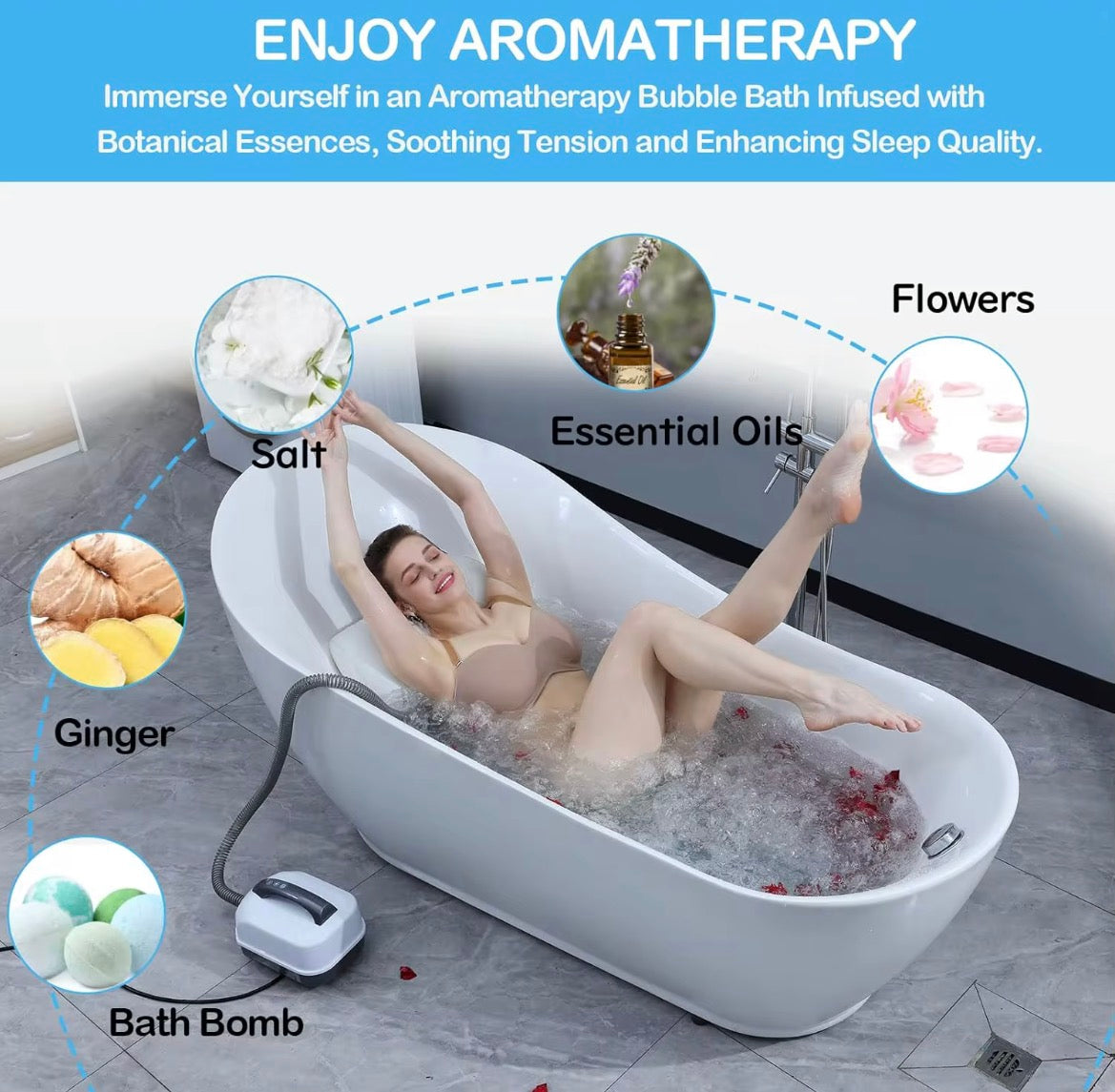 ZenBath™ Luxury Home Spa & Bubble Bath Mat with Pillow