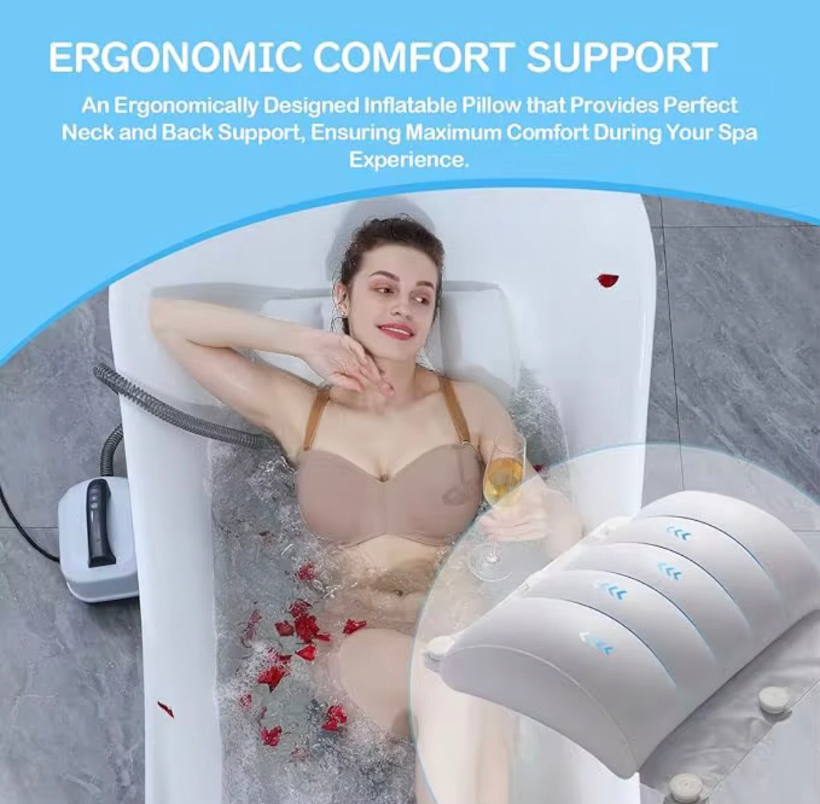 ZenBath™ Luxury Home Spa & Bubble Bath Mat with Pillow